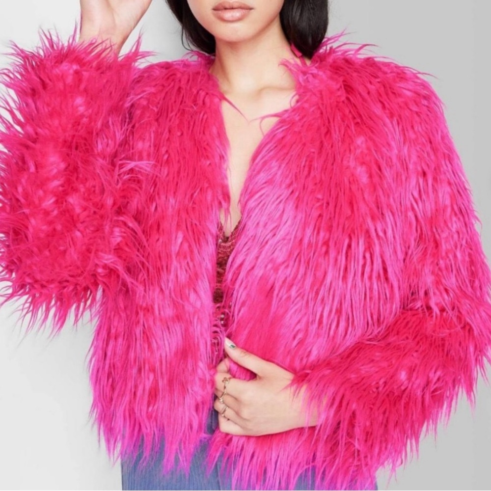 Vibrant Pink Faux Fur Jacket